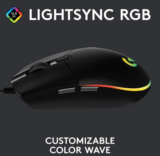 Logitech G102 Mouse USB Wired Gaming Mouse 8000 DPI Rainbow Optical Effect Screen For PC/Mac Computer and Laptop