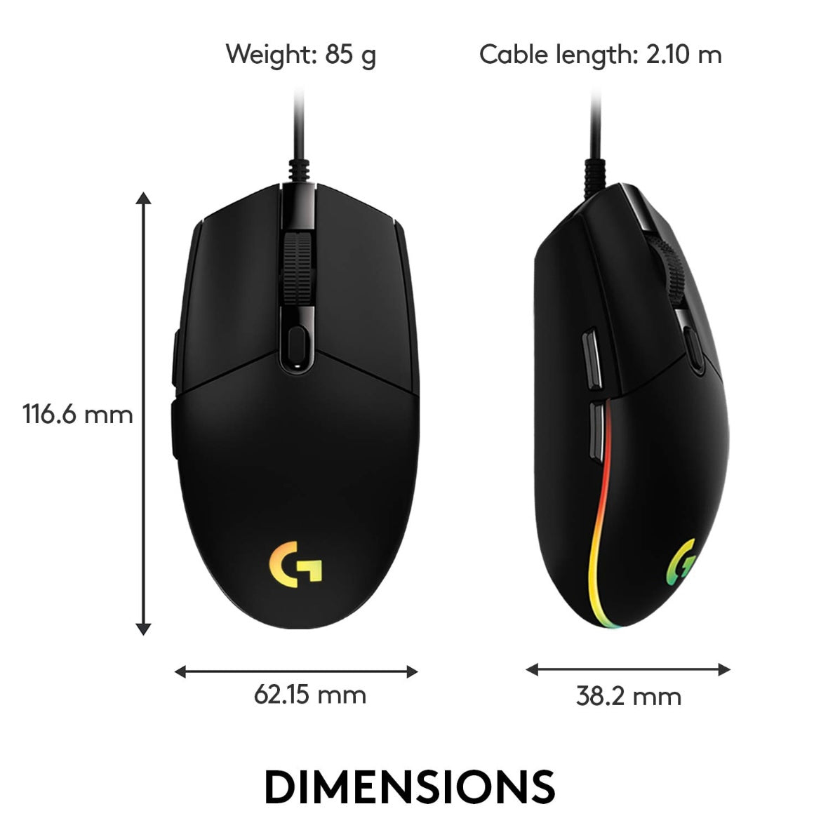 Logitech G102 Mouse USB Wired Gaming Mouse 8000 DPI Rainbow Optical Effect Screen For PC/Mac Computer and Laptop
