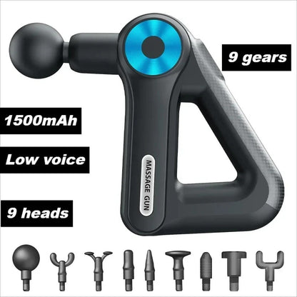 9 Heads 9 Gears Professional Total Fitness Massage Gun Small Golden Triangle Long Standby Massage Gun